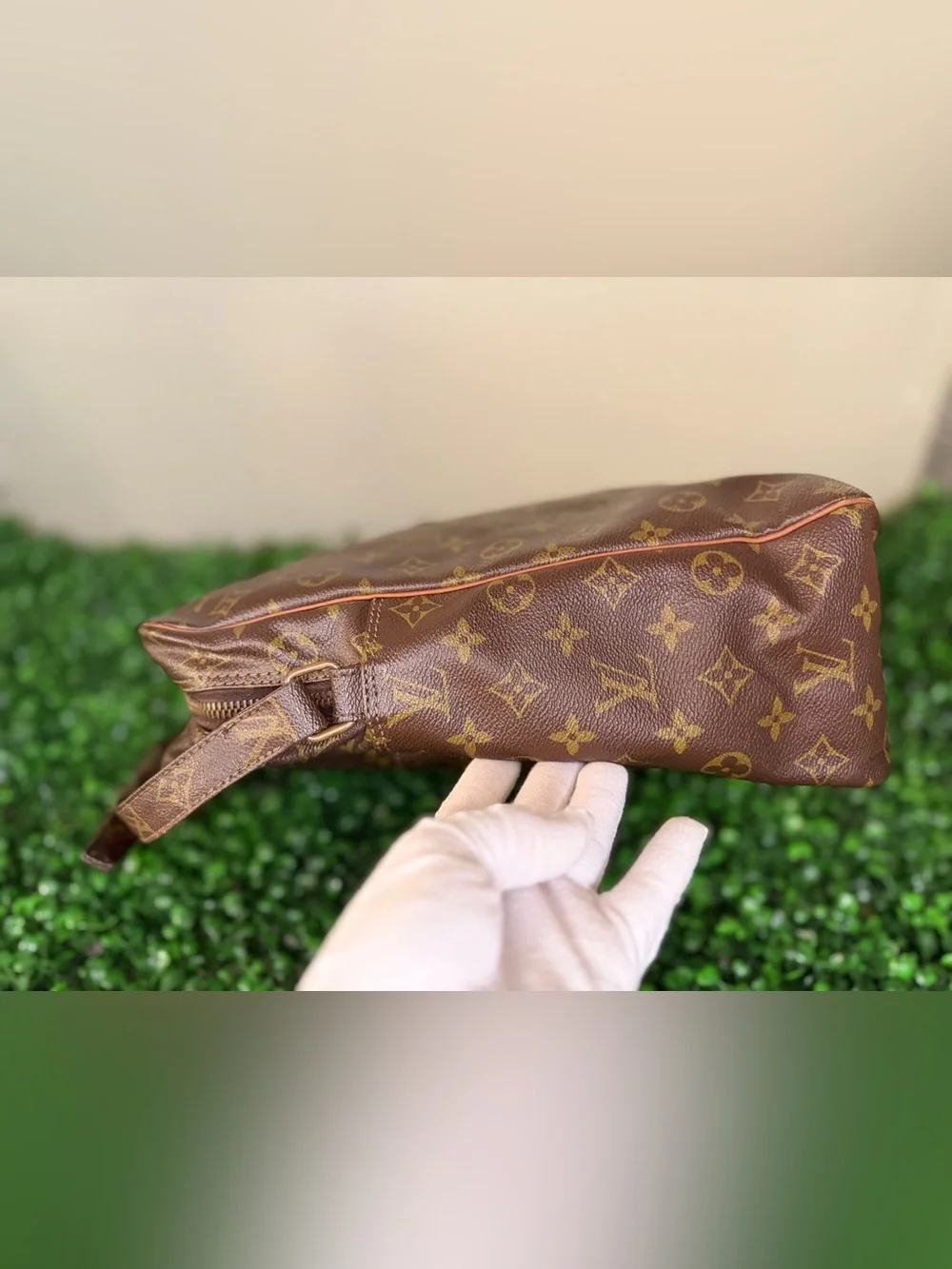 Louis Vuitton Brown Monogram Messenger Bag with Gold Accents